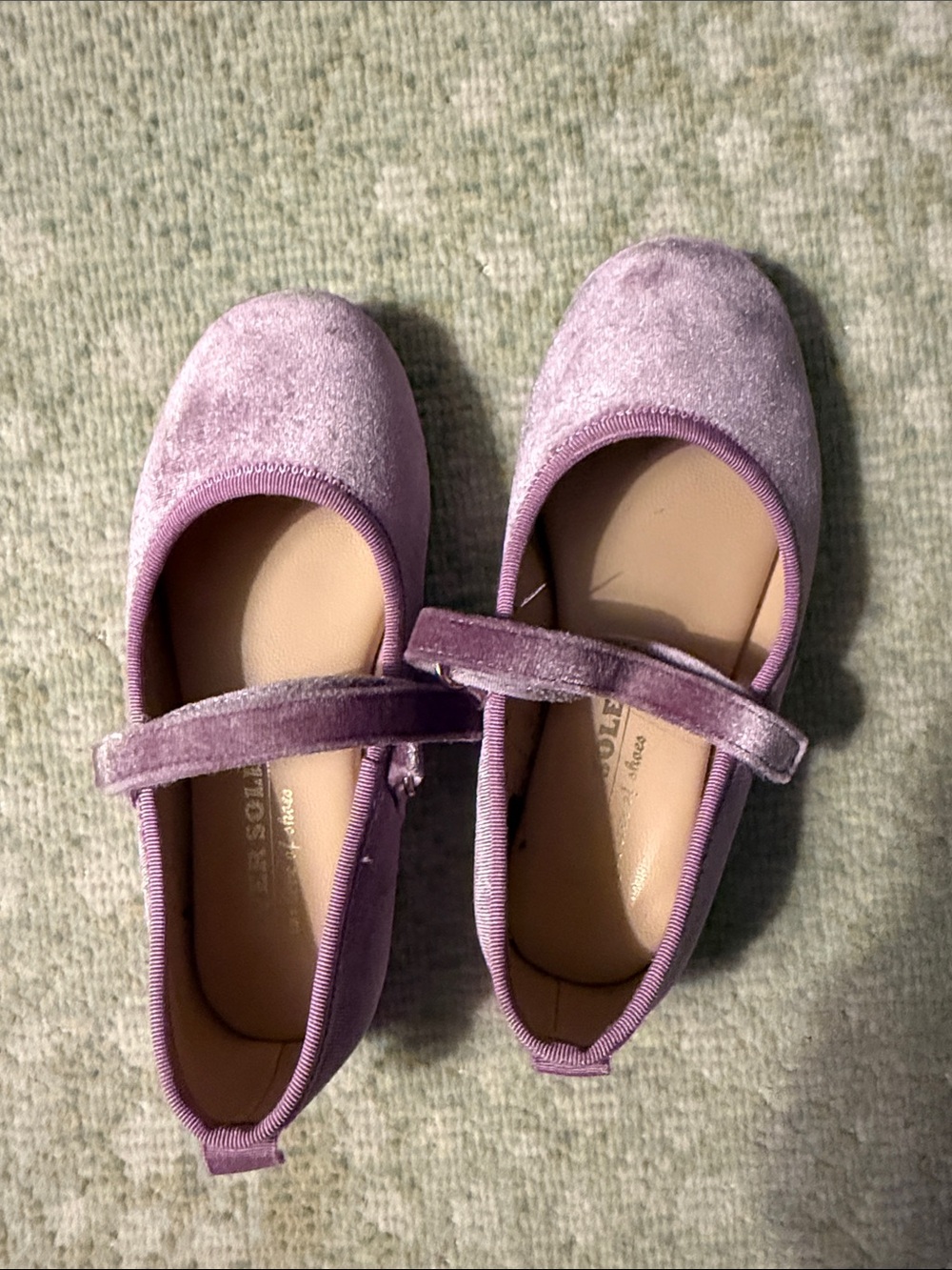 Girls' Fever Sole Purple Velvet Mary Jane Shoes